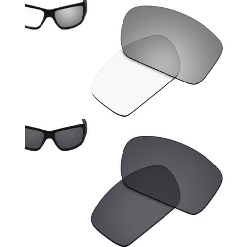 SmartVLT 2 Pairs Sunglasses Replacement Lenses for Oakley Big Taco-Eclipse Transition Photochromic and Solid Black