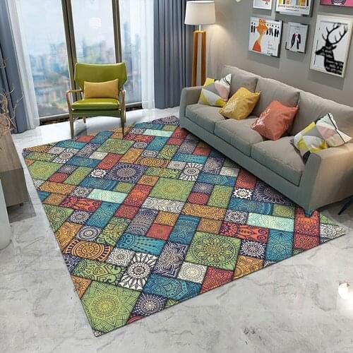 2021Non-slip Bohemian Mandala Style Floral Pattern Rug Floor Mat Living Room Balcony Room Living Bedroom Carpet Kitchen Bathroom