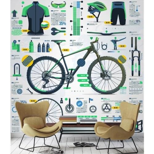 3d wallpaper custom photo any size mural Modern Creative Sports Equipment Bicycle Club decor living room wallpaper for walls 3 d