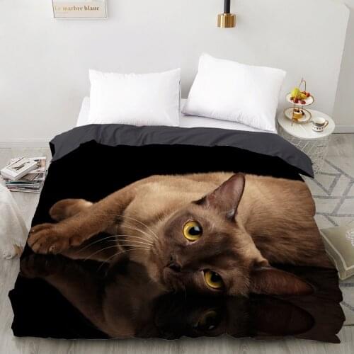 3D Duvet cover Quilt/Blanket/Comfortable Case Luxury Bedding 135 140x200 150x200 200x220 for Home animal Cat Cute black