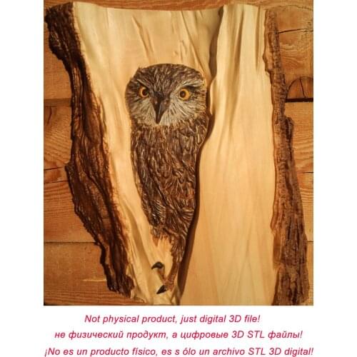 3d STL Model for CNC Router Engraver Carving Machine Relief Artcam Aspire "Owl in a Wood" CNC files (ES)