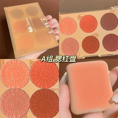 6 Color/Lot Face Blush Palette Easy To Wear Makeup Natural Powder Rouge Women Makeup Natural Blush Palette Durable Colors Blush