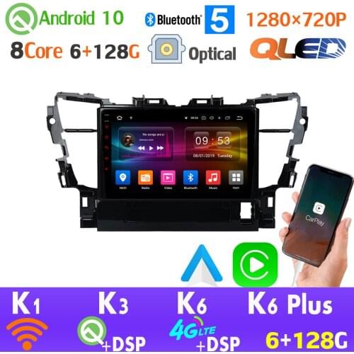 Android 10 QLED 1280*720P 6G+128G Car Radio GPS Player For Toyota Alphard H30 AHD 1080P HDMI Head Unit CarPlay SPDIF auto 4G LTE