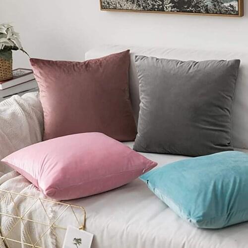 Velvet Cushion Cover Pillowcase Solid Color Pillow Case Cojines Decor Sofa Throw Pillows Room Pillow Cover Decorative Wholesale