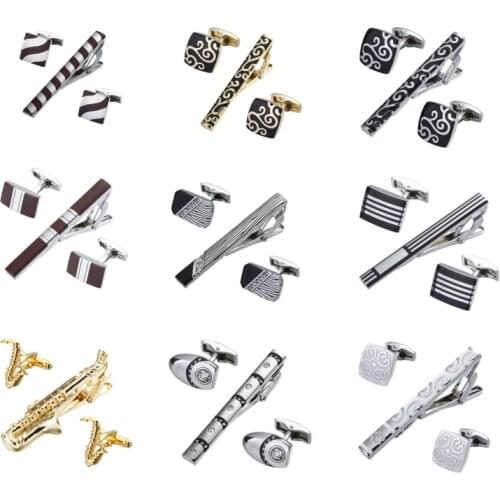 Free shipping, high-quality fashionable mens shirt and tie clip cufflinks brand-new Melang jewelry golden saxophone cufflinks