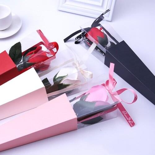 Single Flowers Paper Bag Storage With Silk Ribbon Florist Flower Packing Storage For Festival Wedding 42cm