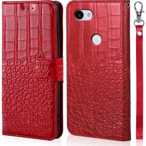 Crocodile Flip Leather Wallet Stand Case For Google Pixel 2 3 3a 4 XL Back cover Google 4XL 3XL 3A XL 2XL Solid color phone bag