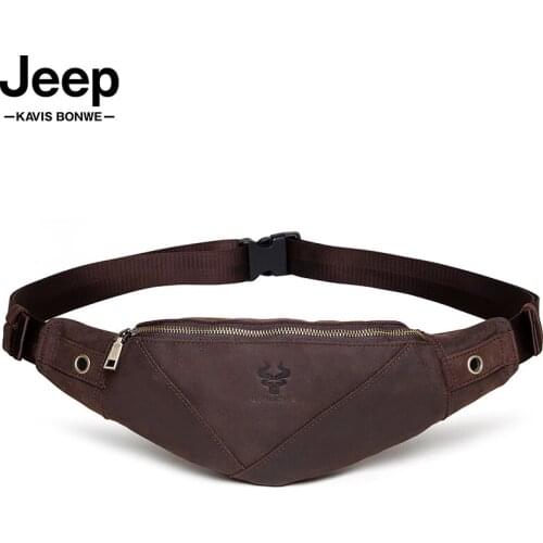 Mens Waist Bag Genuine Leather Male Chest Belt Bag Travel Phone Coins Holder Cool Boys Crossbody Bag