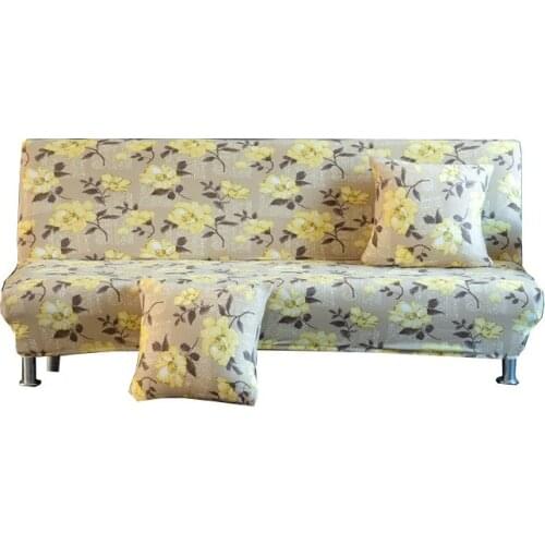 Double Armless Stretch Sofa Bed Cover Without Armrest Stretch Sofa All-inclusive Folding Living Room Single/Two Seat Other Size