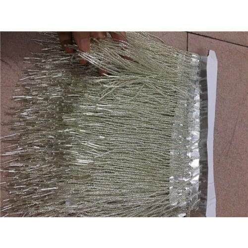 YG-08 Silver color unique beads tassel fringe 5yards 15cm for wedding decoration dress