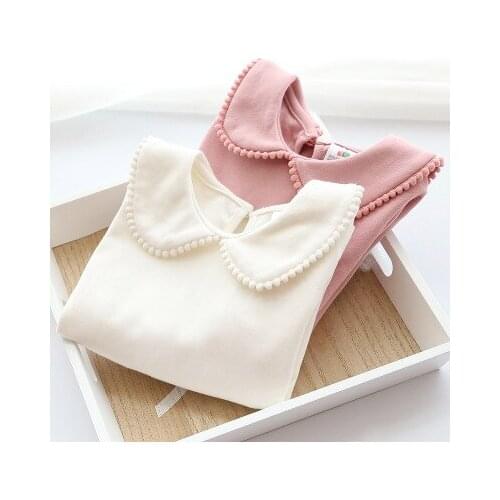 Baby Girl Peter Pan Collar T Shirt 2020 Autumn Winter New Toddler Infant Kids Girls Long Sleeve Solid Cute T Shirt Baby Clothes