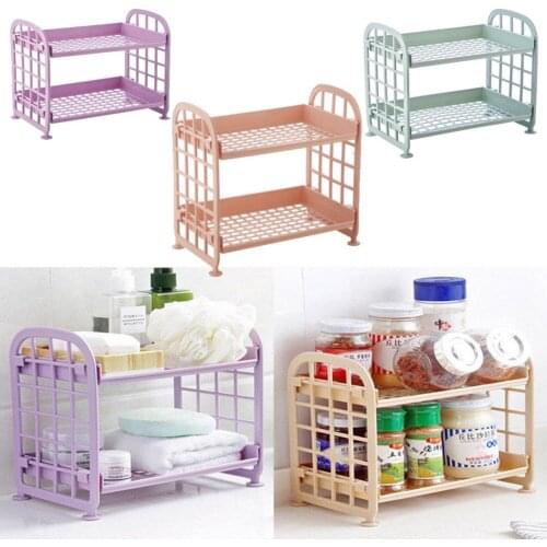 Hot New 2 Layer Storage Organizer Kitchen Bathroom Plastic Square Shelf Space Saving Shoe Tower Rack
