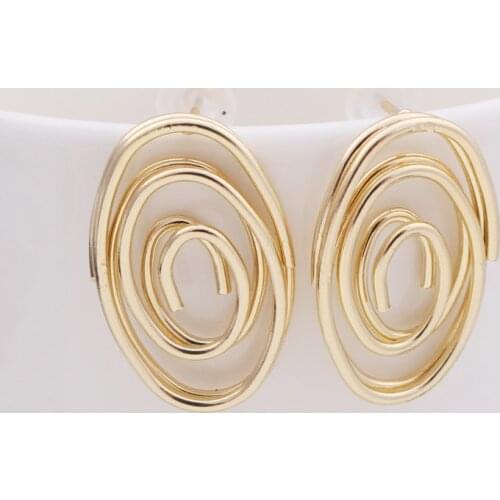 Korean Jewelry Geometric Spiral Earings Round Oval Stud Earring for Women Fashion Earrings Wholesale Wedding Earrings Brincos