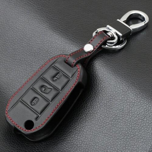 Leather car key case shell cover for Citroen C4L CACTUS C5 C3 C6 C8 Picasso Xsara for Peugeot 3008 308 RCZ 508 408 2008 307 KEY