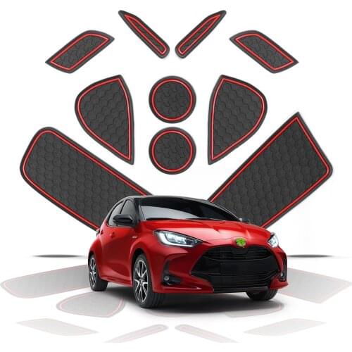 LFOTPP Car Door Groove Pad For Yaris XP210 4th 2020 Vehicle Anti-Slip Door Gate Slot Mats Auto Interior Accessories Red 10 Pcs
