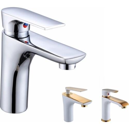 Modern Style Basin Faucet Copper Sink Mixer Faucet Vanity Hot and Cold Water Mixer Tap Deck Mounted Wash Basin Faucet Crane