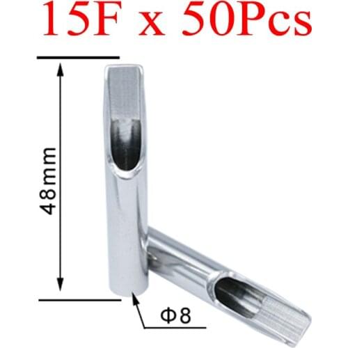Tattoo Tips for Needles 50Pcs Stainless Steel Nozzles Tattoo Tips SST-312-15FT