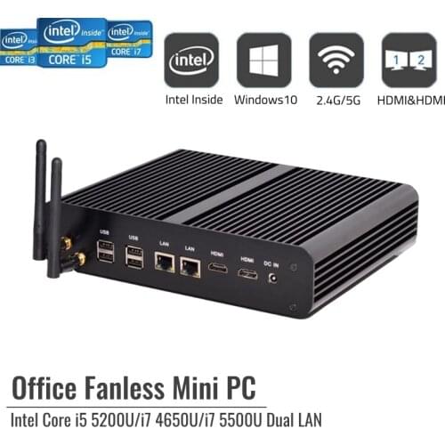 Cheapest Fanless NUC Computer Intel Core i7 4650U 5500UC 2*Coms RJ45 Lan SD Card Linux Windows Portable Mini Industrial Desk Pc