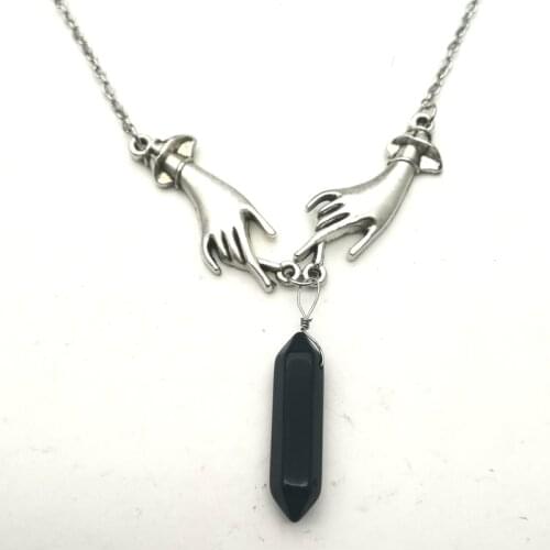 New Witch Chain Necklace Jewelry Magic Hand Tricolor Crystal Fashion Women Mens Gift Pendant Statement