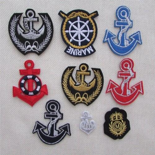 2016 year brand new high quality fashion anchor hot melt adhesive applique embroidery patches stripes DIY clothing accessory