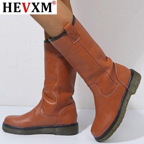 2020 New Winter Womens Boots Round Head Side Zipper Embroidered Low Heel Women Boots Womens Mujer and Calf Low Heel Shoes