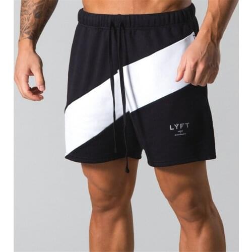 New Cotton Patchwork Casual Shorts Men Gym Fitness Bodybuilding Bermuda Summer Loose Short Pants Bottoms Male Running Sweatpants