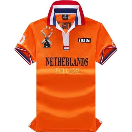 2021 New Summer Netherlands Football Mens Polo Shirts 100% Cotton Loose Oversized Short Sleeves Embroidery Sports Homme Clothing