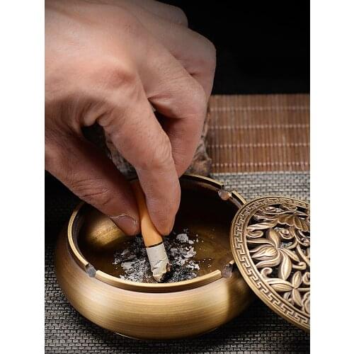 Pure copper ashtray home living room coffee table ashtray Nordic creative personality trend retro desktop decoration male gift