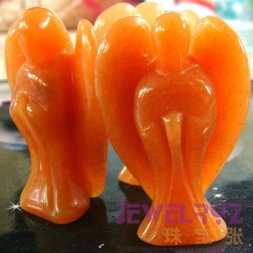 New 2020 Fashion Natural Beautiful Red Aventurine Angel Charms Statue Carved Angel Figurine With Wing Pendant Stone Pendants