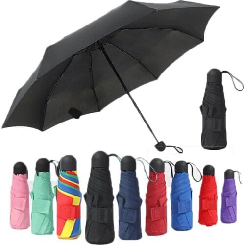 9 colors Portable umbrella Men Mini Pocket 5-folding Umbrella Rain Women Black Waterproof Travel Parasol Windproof Umbrella