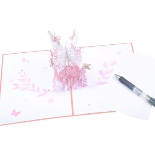 Greeting card, butterfly flower basket 3D pop-up card for birthday Mothers day, Fathers Day, Wedding, Thanksgiving party