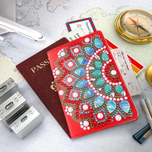 DIY Special Shaped Diamond Painting Passport Protection Cover PU Leather Passport Wrap Embroidery Diamond Christmas Gift