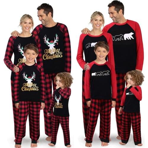 Family Christmas Pajamas Set New Year Parent-child Matching Clothes Baby Romper Daddy Mommy and Daughter Son Sleepwear Outfits