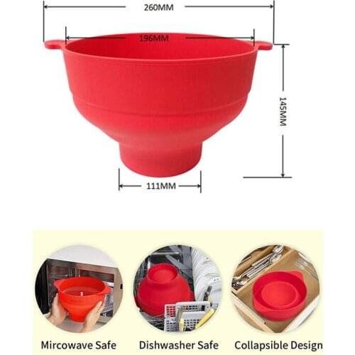Microwave Silicone Popcorn Collapsible Hot Air Microwavable Popcorn Bowl BPA Free Dishwasher Safe for Home H88F