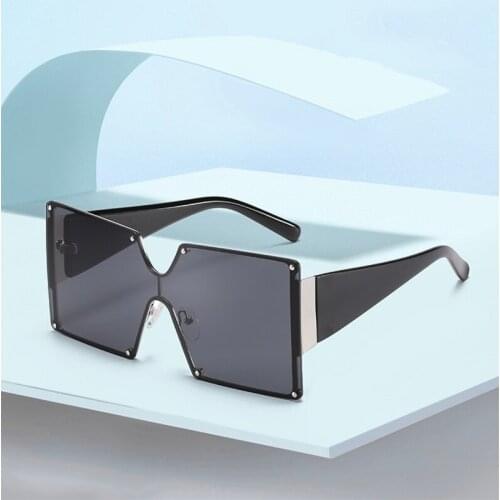 New Style Large Metal Frame One-piece Sunglasses Womens Square Frame Gradient Color Ink European and American Style Glasses