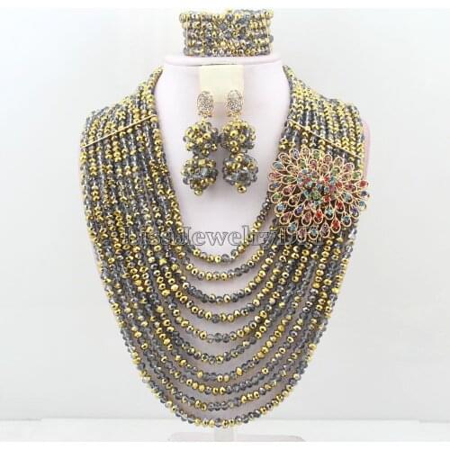 Amazing African Beads Jewelry Set For Women Gift Jewelry Necklace Set Crystal Beads Fashion Free Shipping HD6510