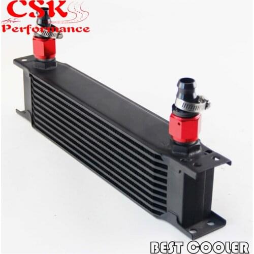 Universal 10 Row AN10 Engine Transmission 248mm Oil Cooler + 2pcs Fittings Bk