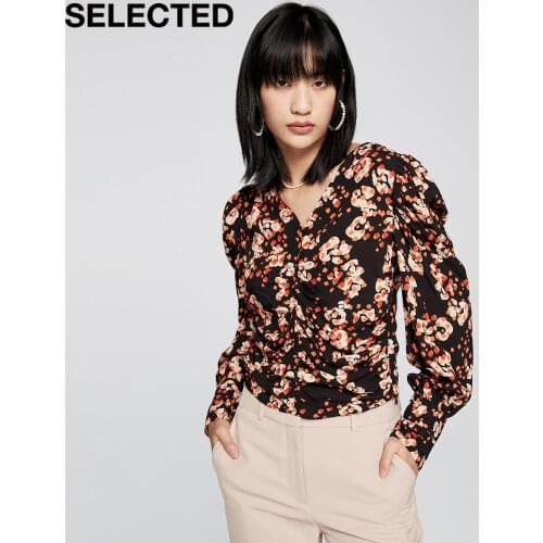 SELECTED Womens Contrast Color Fashion Shirt Count Style with Printing S|420351004
