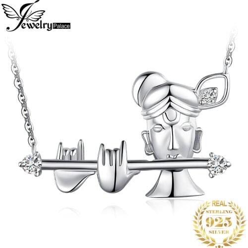 JewelryPalace Vintage Cubic Zirconia Krishna Integral Pendant Nacklace Choker 925 Sterling Silver Necklace Silver Jewelry Making
