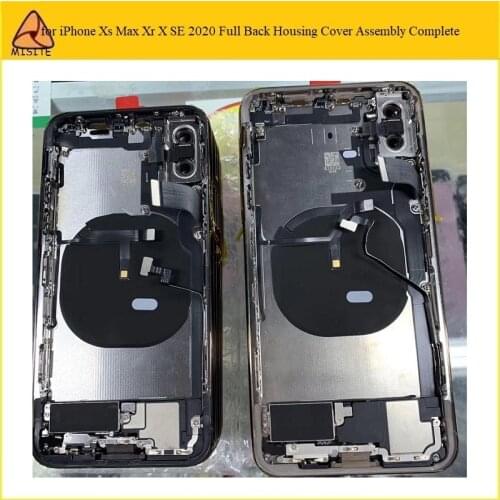 1Pc Full Back Door Housing Assembly Complete for iPhone Xs Max Xr X SE 2020 Rear Glass Battery Cover Middle Frame with Flex