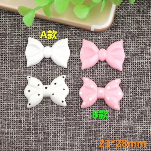 High Quality 21*28mm Flatback Resin Cabochon Kawaii Ribbon Knot Bow Shape Clay Beads Charms Pendant Decoration 10pcs