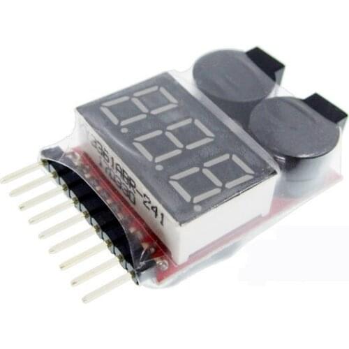 10pcs/lot 1-8S 2in1 Lipo Battery LED Voltage Meter Tester Alarm + Register