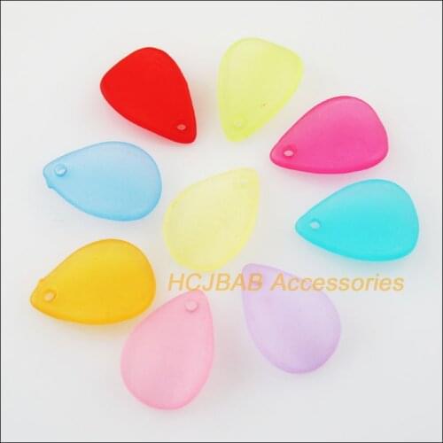 100 New Teardrop Leaves Acrylic Charms Plastic Mixed Pendants 12x17mm