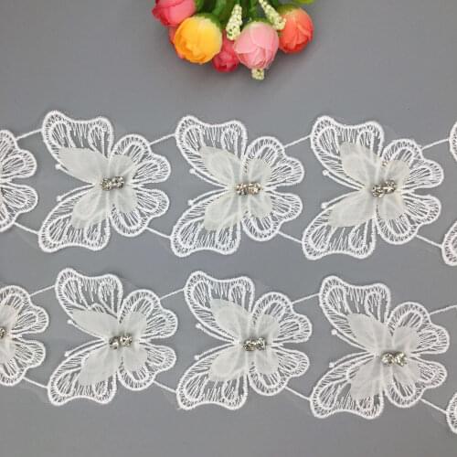 20x Vintage 3D Diamond Butterfly Flower Embroidered Lace Trim Ribbon Applique Patches Wedding Dress Fabric Sewing Craft