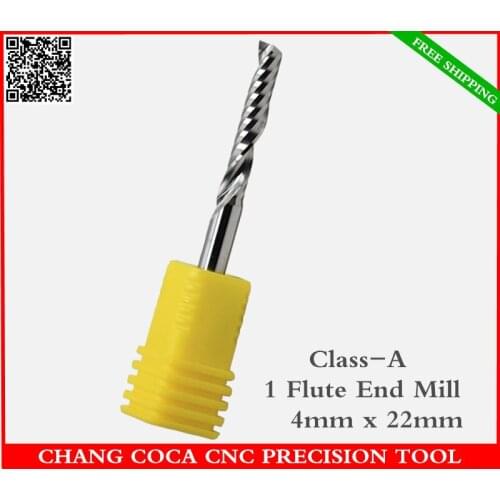 4mm*22mm,Freeshipping CNC machine solid carbide End Mill,Germany tungsten steel 1 flute spiral milling cutter,PVC,MDF router Bit