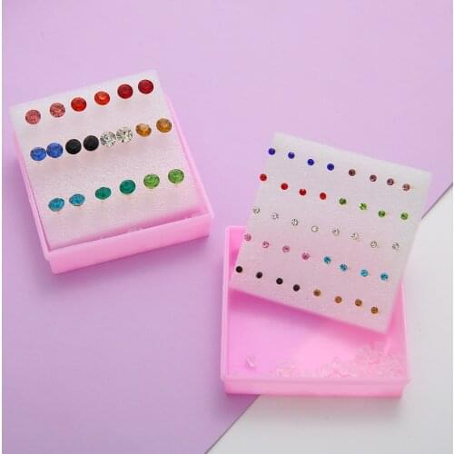 40/20 pairs/set Color Crystal Earrings Set For Women Earring Set Jewelry Rhinestones Stud Earrings kit Pack Lots