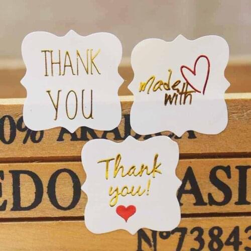 500pcs Hand Made gold Seal Sticker High Quality thank you Gift Label Sticker clear transparent jewelry sticker labels