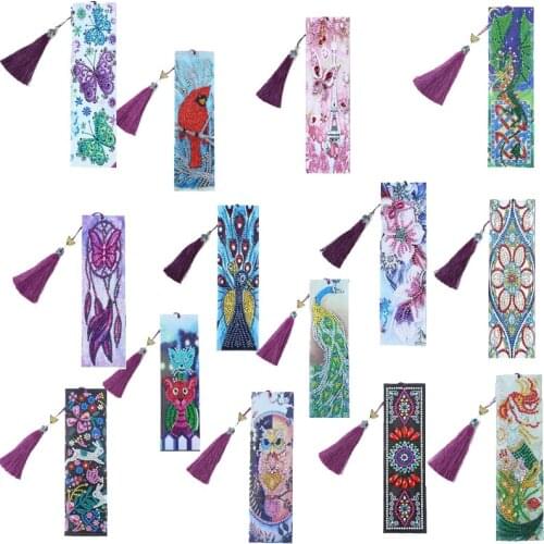 5D Diamond Painting Exquisite Leather Bookmarks Tassel Bookmarks Special Shaped Diamond Embroidery Craft decor
