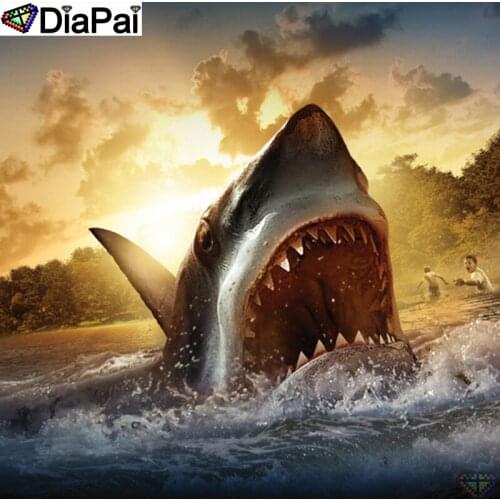 DiaPai 5D DIY Diamond Painting 100% Full Square/Round Drill "Animal shark" Diamond Embroidery Cross Stitch 3D Decor A23740