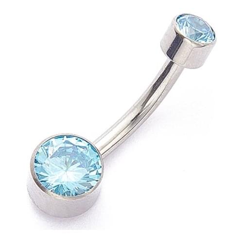 ASTM F136 Implant Grade Titanium Internally Threaded Aqua Blue Micro Navel Ring